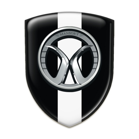 Mansory 3D Gel Emblem Black with White Tape