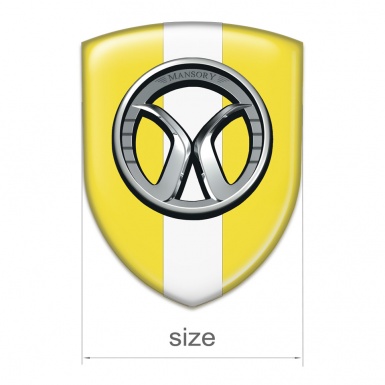 Mansory Self Adhesive Car logo Emblem Yellow with White Tape 