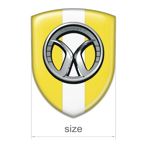Mansory Self Adhesive Car logo Emblem Yellow with White Tape 