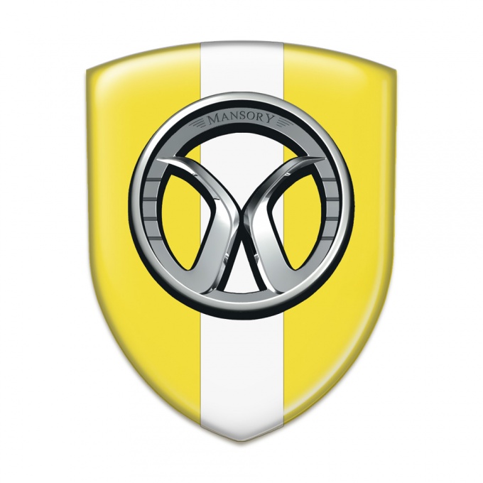 Mansory Self Adhesive Car logo Emblem Yellow with White Tape 