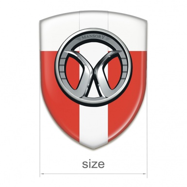 Mansory Silicone Car Decal Badge Red White with White Tape 