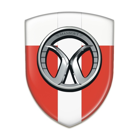 Mansory Silicone Car Decal Badge Red White with White Tape 