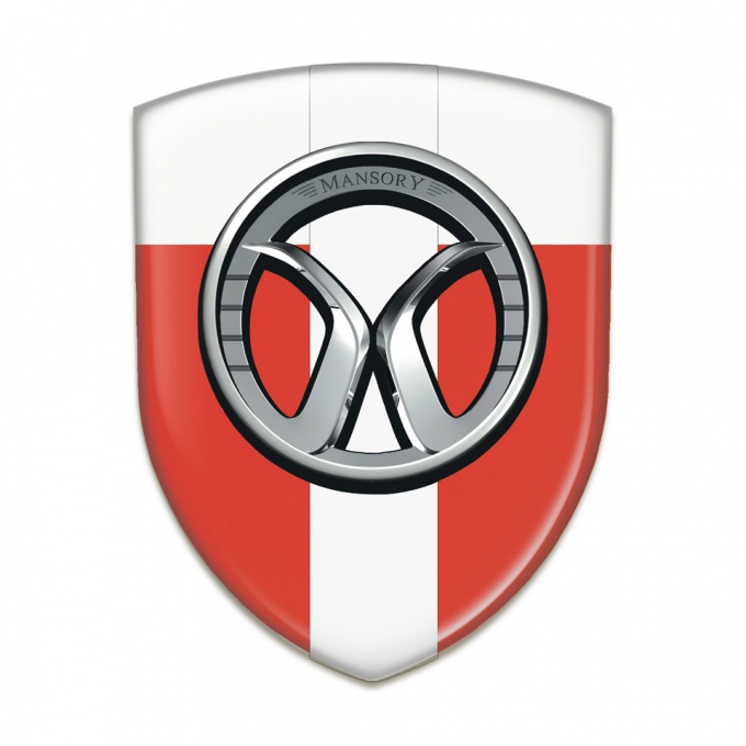 Mansory Silicone Car Decal Badge Red White with White Tape 