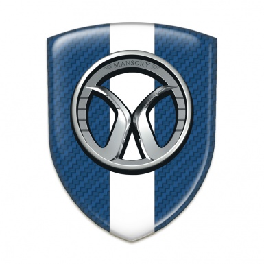 Mansory Emblem Badge Logo Blue carbon White Tape 