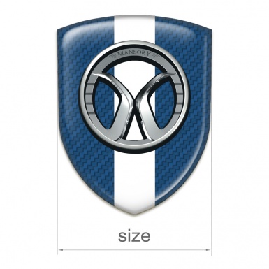 Mansory Emblem Badge Logo Blue carbon White Tape 
