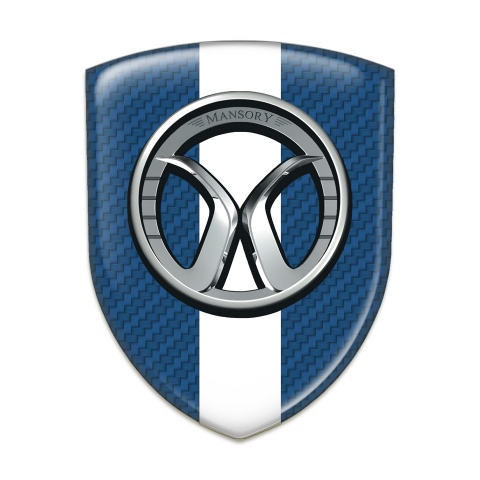 Mansory Emblem Badge Logo Blue carbon White Tape 