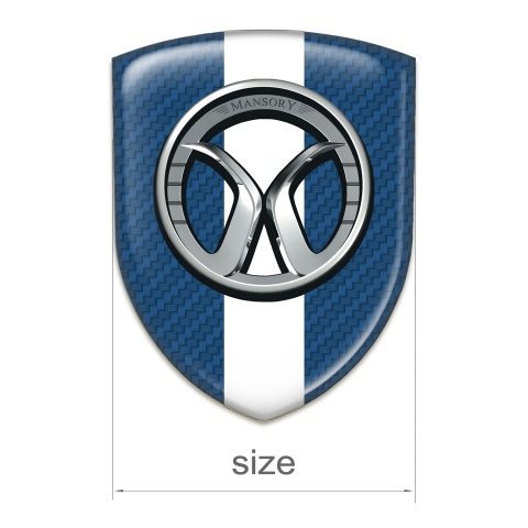 Mansory Emblem Badge Logo Blue carbon White Tape 