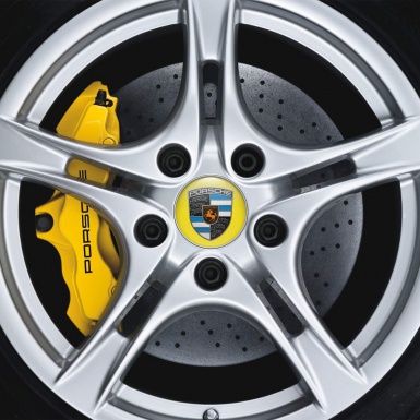 Porsche Wheel Silicone Emblems Blue Style Logo Yellow