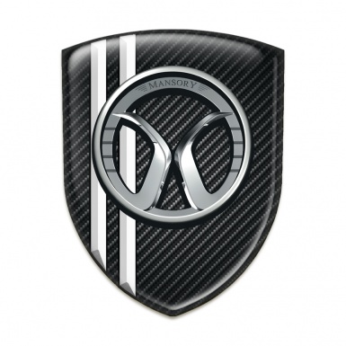 Mansory Self Adhesive Car logo Emblem Black Fibers White Lines Style 