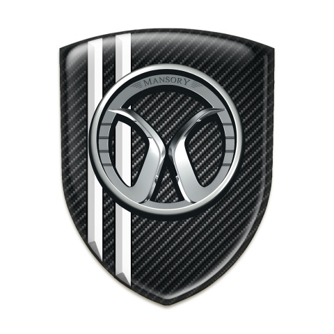 Mansory Self Adhesive Car logo Emblem Black Fibers White Lines Style 