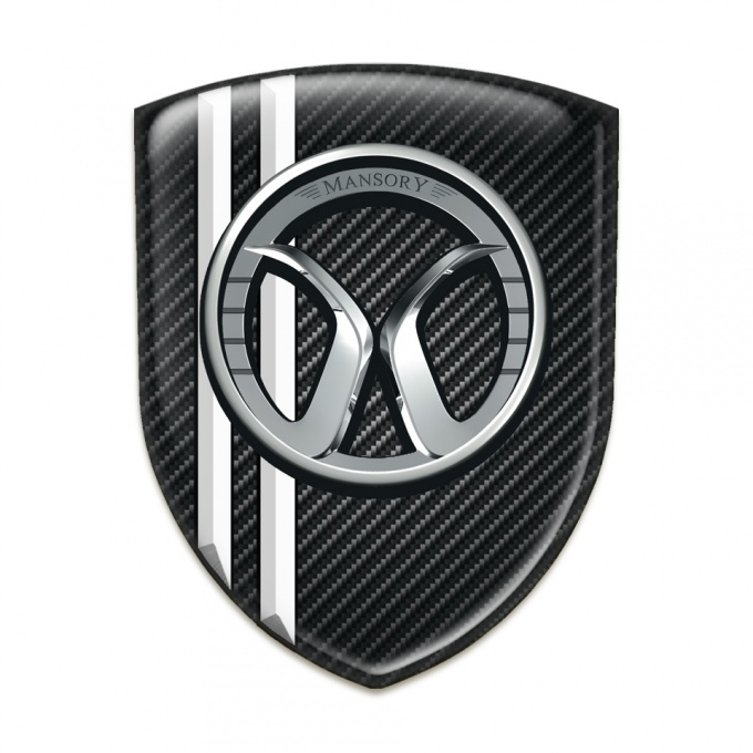 Mansory Self Adhesive Car logo Emblem Black Fibers White Lines Style 