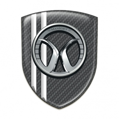 Mansory Silicone Car Decal Badge dark Grey Carbon White Lines Style 