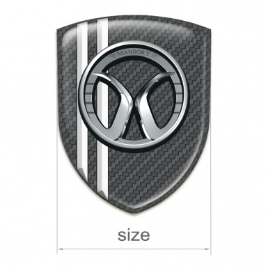 Mansory Silicone Car Decal Badge dark Grey Carbon White Lines Style 