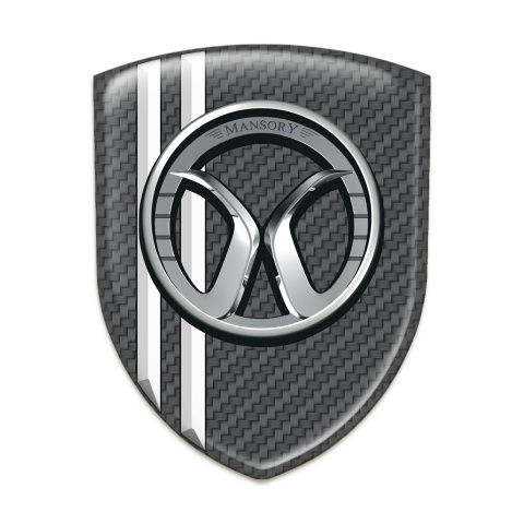 Mansory Silicone Car Decal Badge dark Grey Carbon White Lines Style 