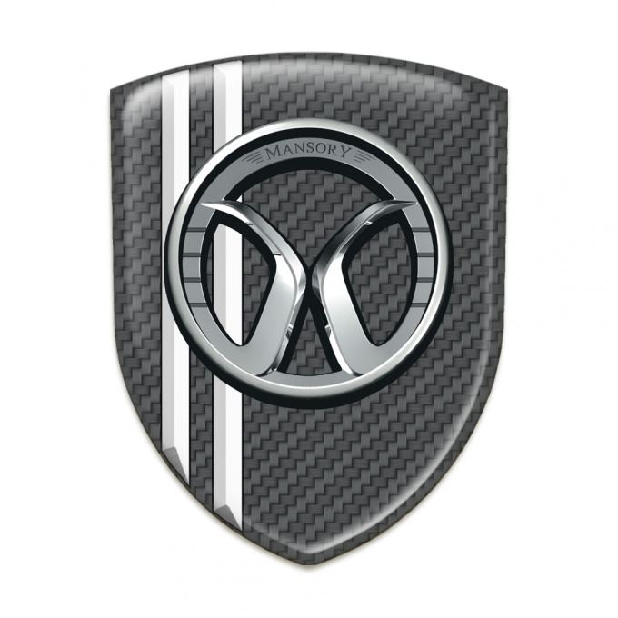 Mansory Silicone Car Decal Badge dark Grey Carbon White Lines Style 