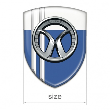Mansory Emblem Badge Logo Blue White with White Lines Style 