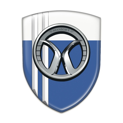 Mansory Emblem Badge Logo Blue White with White Lines Style 