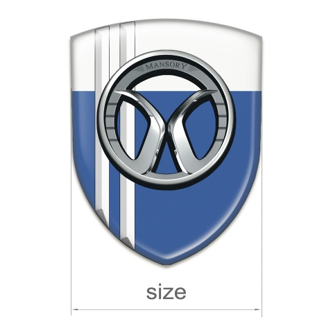 Mansory Emblem Badge Logo Blue White with White Lines Style 