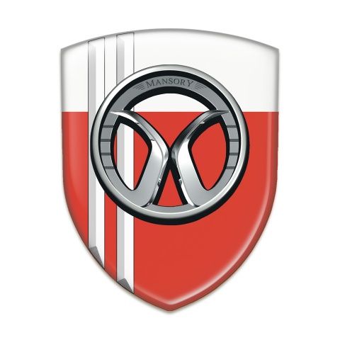 Mansory Logo Emblem Red White with White Lines Style 