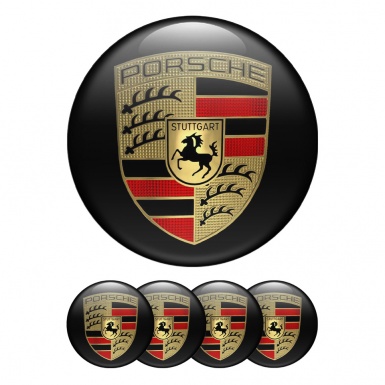 Porsche Emblem Silikon Aufkleber Radkappen Klassisch Stil Schwarz