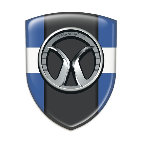 Mansory Tuning Emblem Blue with White Band and Dark Logo Panel 