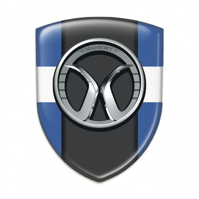 Mansory Tuning Emblem Blue with White Band and Dark Logo Panel 