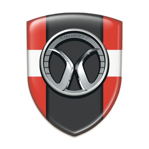 Mansory Self Adhesive Emblem Logo Red with White Band and Dark logo Panel 