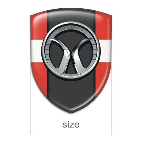 Mansory Self Adhesive Emblem Logo Red with White Band and Dark logo Panel 