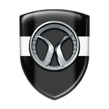 Mansory Resin Sticker Black with White Band and Dark Logo Panel 