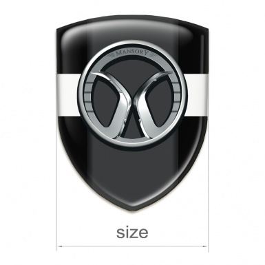 Mansory Resin Sticker Black with White Band and Dark Logo Panel 