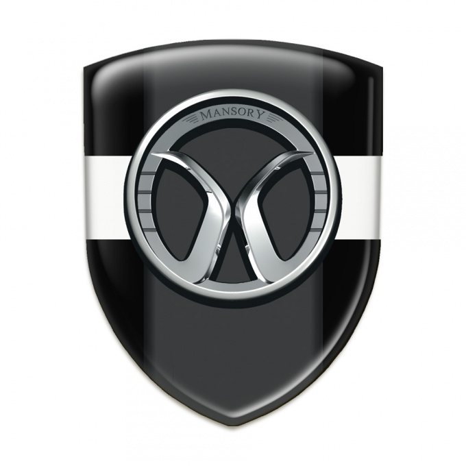 Mansory Resin Sticker Black with White Band and Dark Logo Panel 