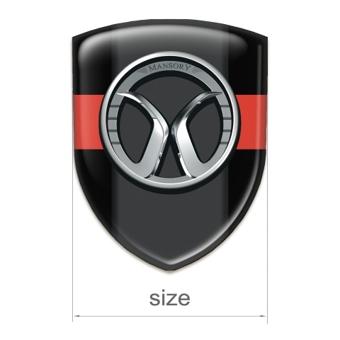 Mansory 3D Gel Emblem Black with Red Band and Dark Logo Panel 