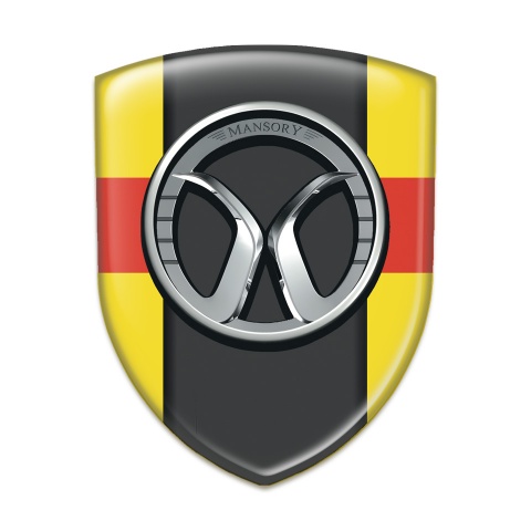 Mansory Tuning Badge  Yellow with Red Band and dark Logo Panel 
