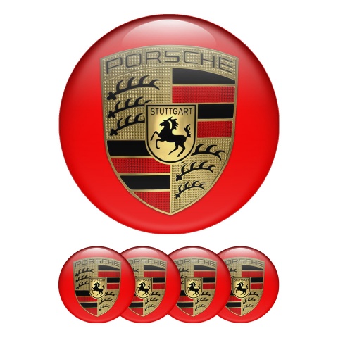 Porsche Wheel Silicone Emblems Classic Edition Red