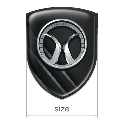 Mansory Emblem Badge Logo Black with Diagonal Grey Lines 