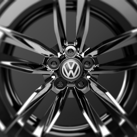 VW Volkswagen Domed Stickers Wheel Center Cap 3D Black