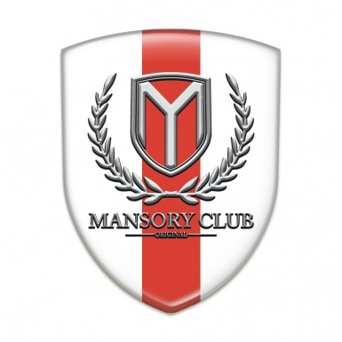 Mansory 3D Gel Emblem White with Red Tape Version 