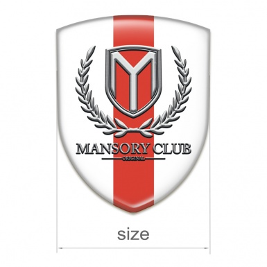 Mansory 3D Gel Emblem White with Red Tape Version 