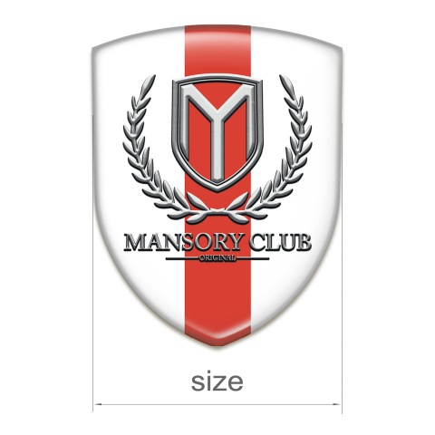 Mansory 3D Gel Emblem White with Red Tape Version 