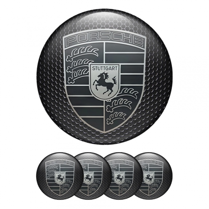 Porsche Wheel Emblems Monochrome Steel Edition