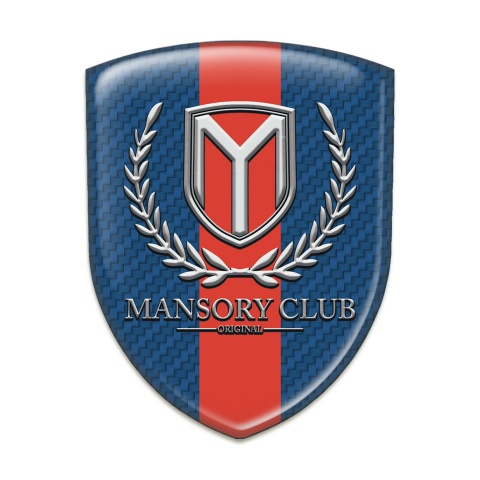 Mansory Self Adhesive Car logo Emblem Blue Carbon with Red Tape Version 