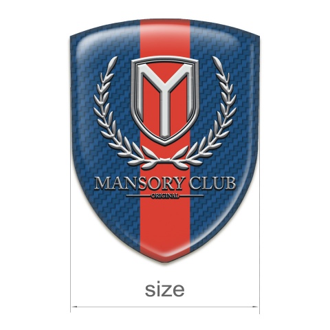 Mansory Self Adhesive Car logo Emblem Blue Carbon with Red Tape Version 