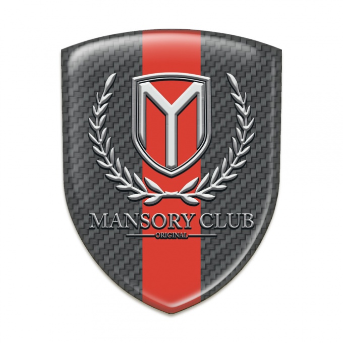 Mansory Car Interior Badge dark Grey Carbon with Red Tape Version