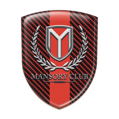 Mansory Emblem Badge Logo Red Carbon with Red band Version 