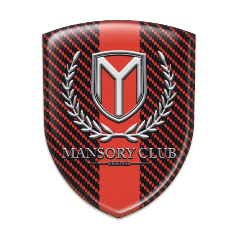 Mansory Emblem Badge Logo Red Carbon with Red band Version 