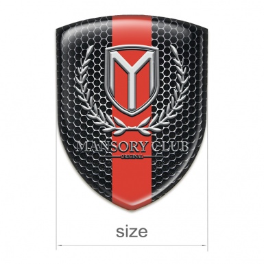 Mansory Logo Emblem Perforated Steel with Red Tape Version