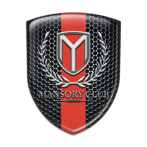 Mansory Logo Emblem Perforated Steel with Red Tape Version
