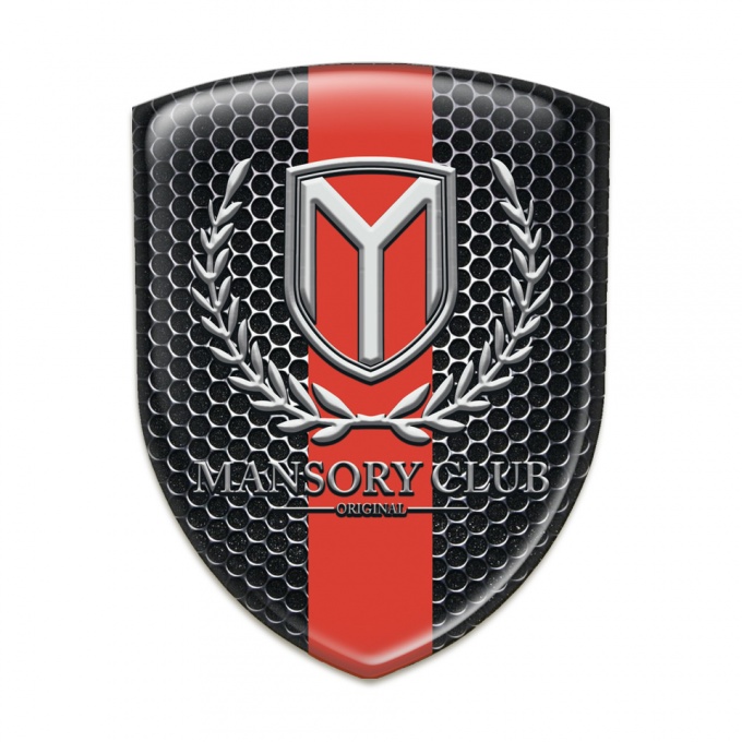 Mansory Logo Emblem Perforated Steel with Red Tape Version