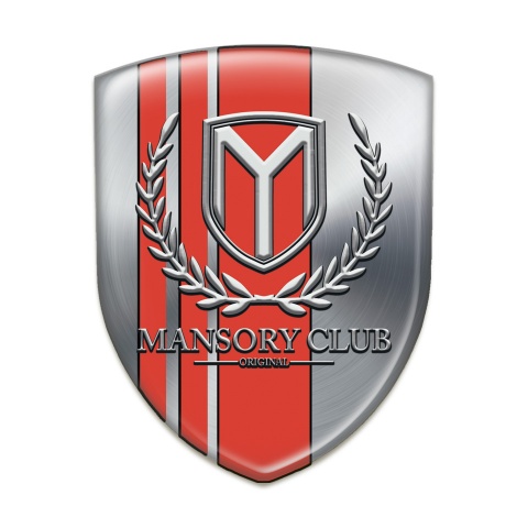 Mansory Self Adhesive Emblem Logo Silver with Red bands Version 