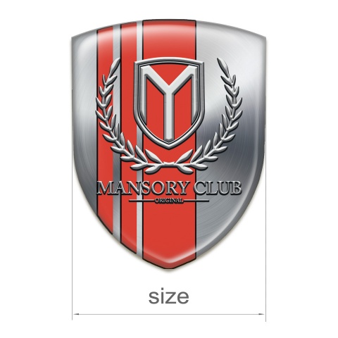 Mansory Self Adhesive Emblem Logo Silver with Red bands Version 